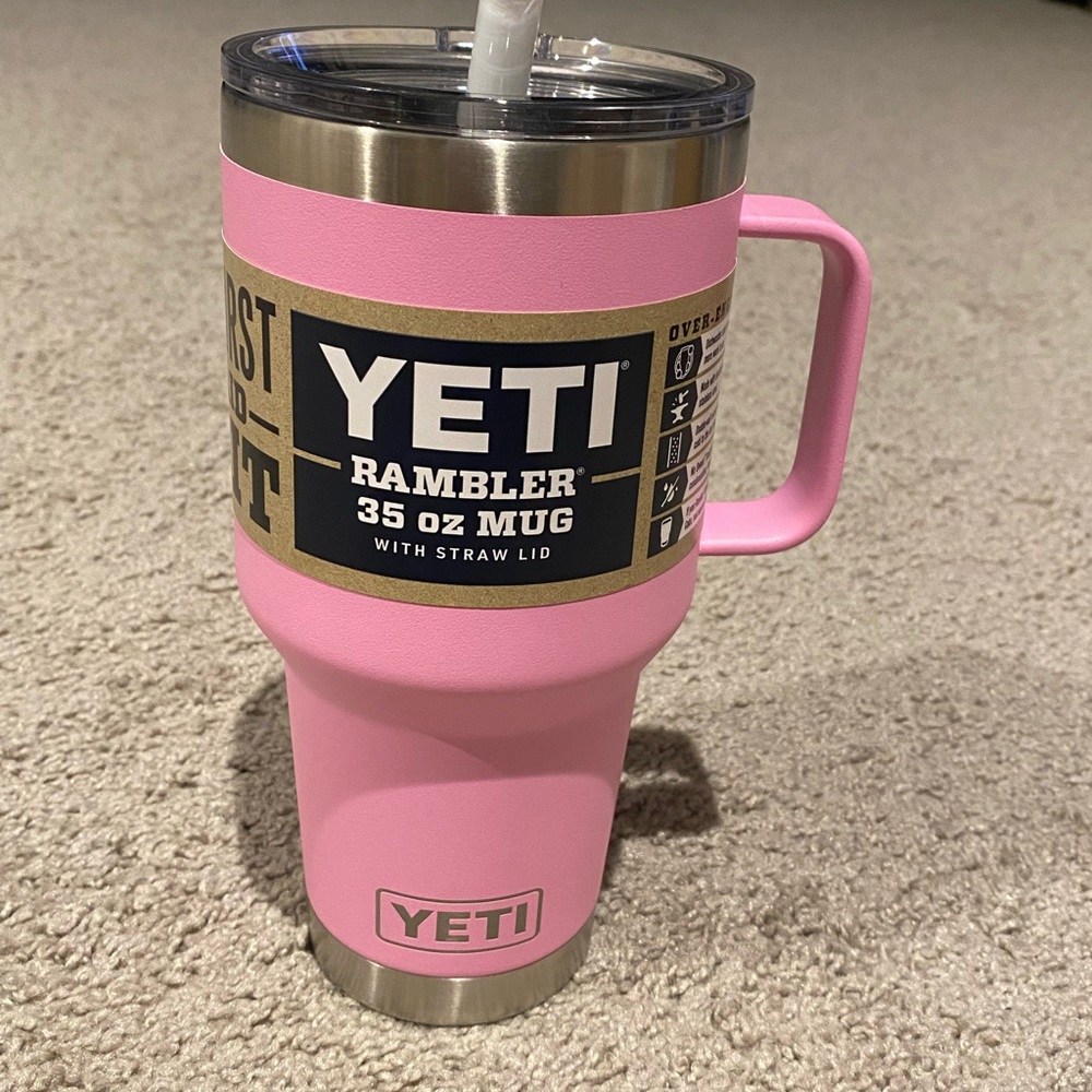 YETI Rambler 35 oz Mug with straw lid POWER PINK